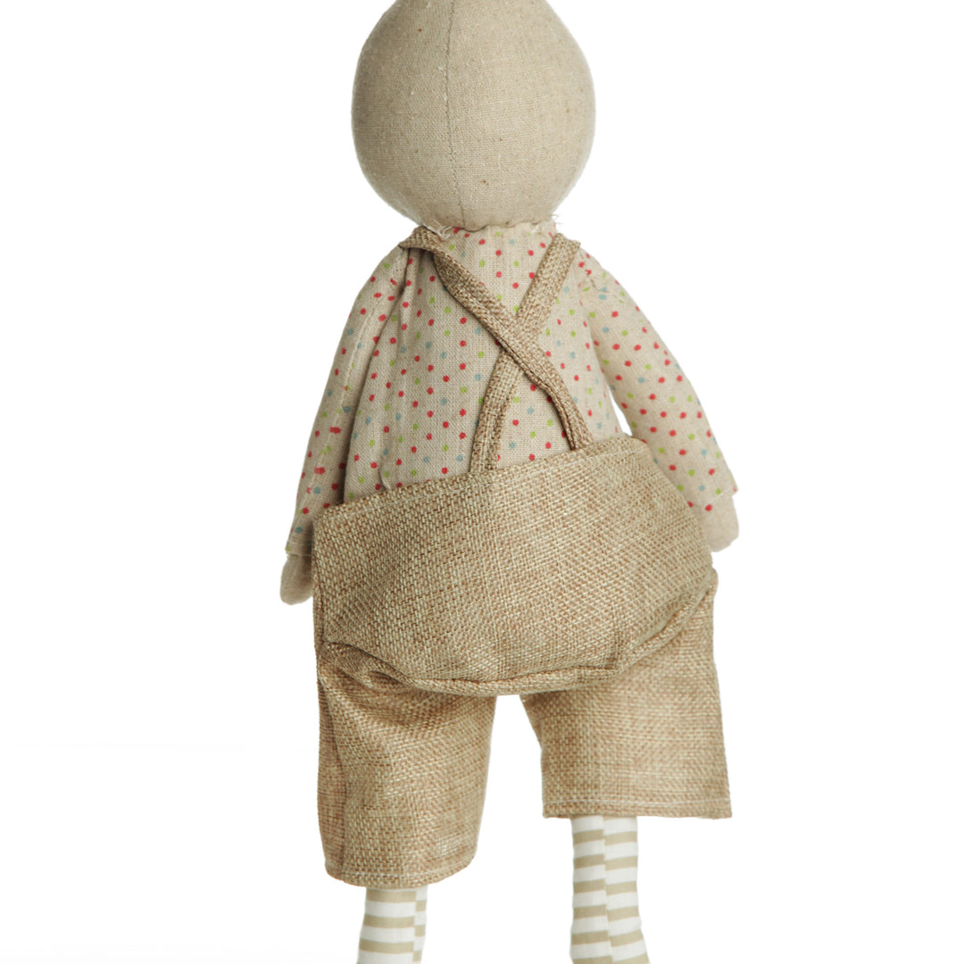 Fabric Boy Bunny Shelf Sitter with Dangly Legs 
