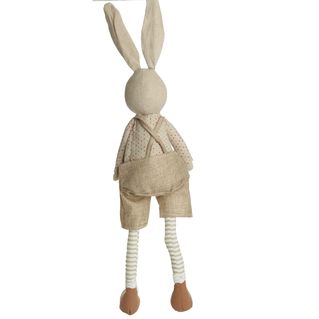 Fabric Boy Bunny Shelf Sitter with Dangly Legs 