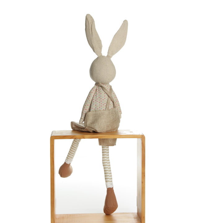 Fabric Boy Bunny Shelf Sitter with Dangly Legs 