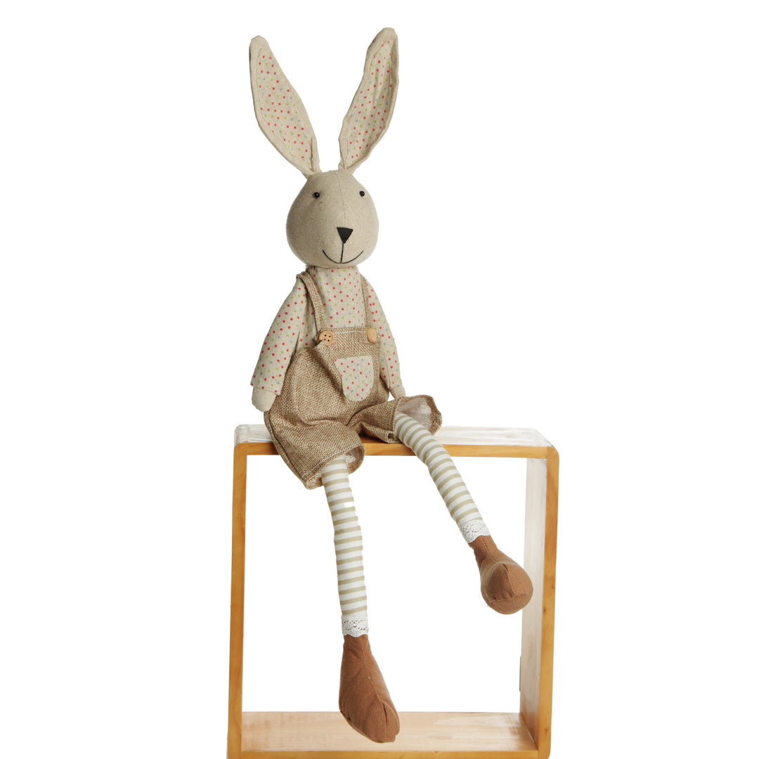 Fabric Boy Bunny Shelf Sitter with Dangly Legs