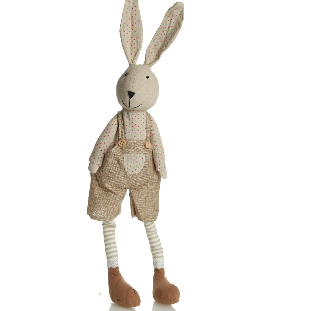 Fabric Boy Bunny Shelf Sitter with Dangly Legs 