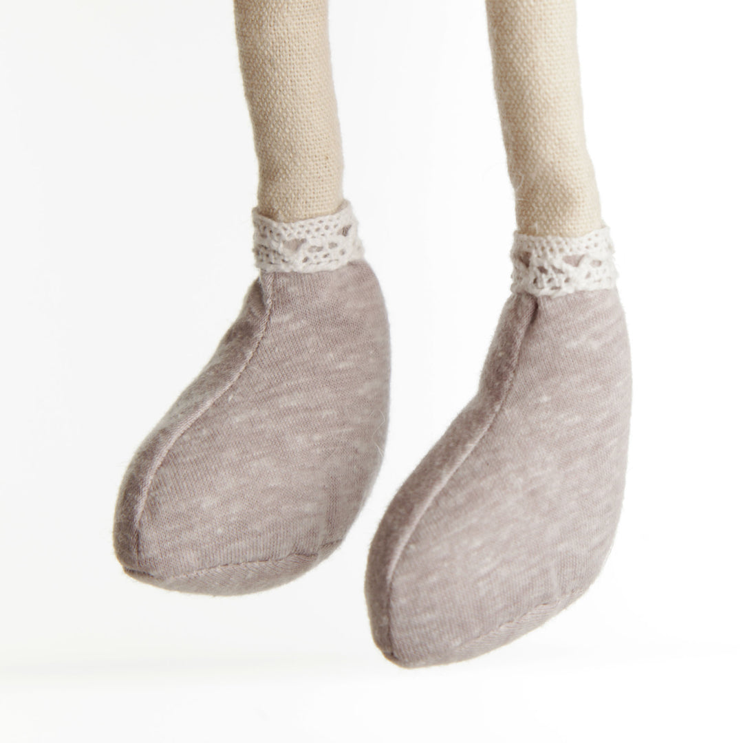 Fabric Mouse Shelf Sitter in Pink and Grey Dress