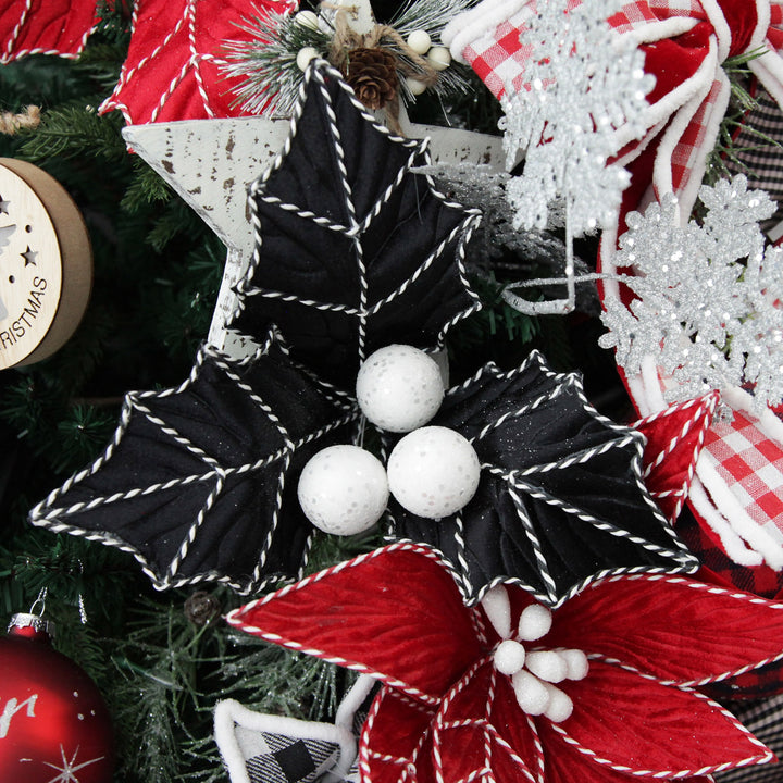 SECONDS: Set of 5 Black Christmas Holly Leaf Clip with Twine Trim