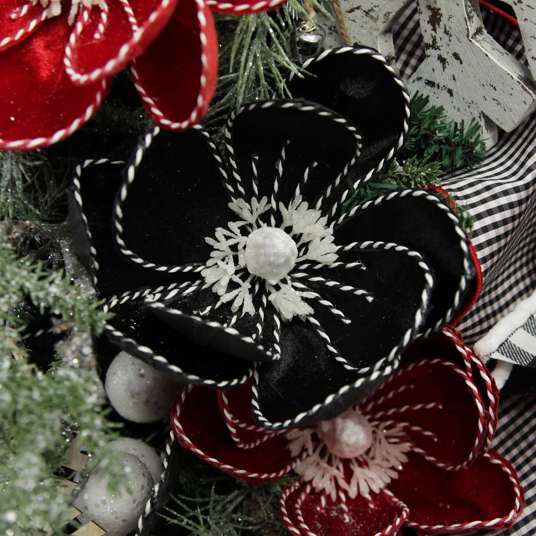 SECONDS: Set of 5 Black Magnolia Flower Stem with Twine Trim for $10