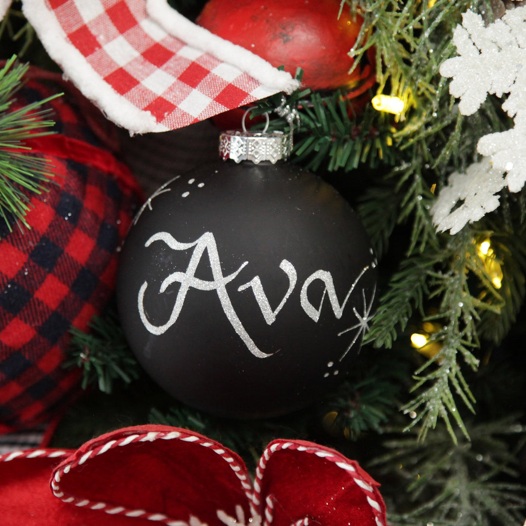 Black Glass Personalised Christmas Bauble