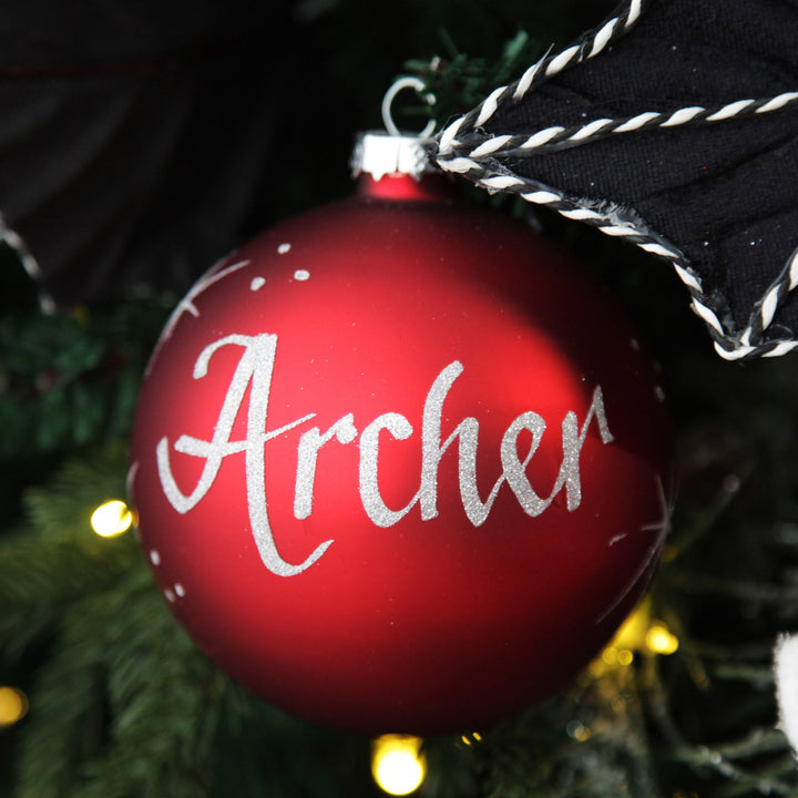 Red Glass Personalised Christmas Bauble
