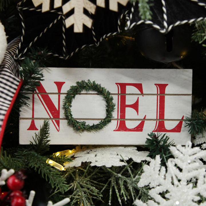 White Wood Hanging Christmas Noel Plaque