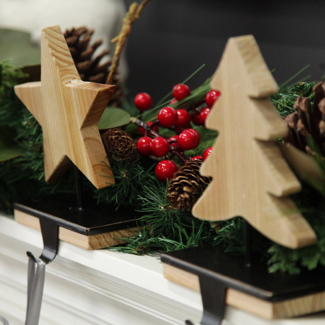 Wood Tree Christmas Stocking Hanger