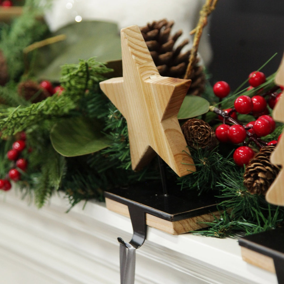 Wood Star Christmas Stocking Hanger