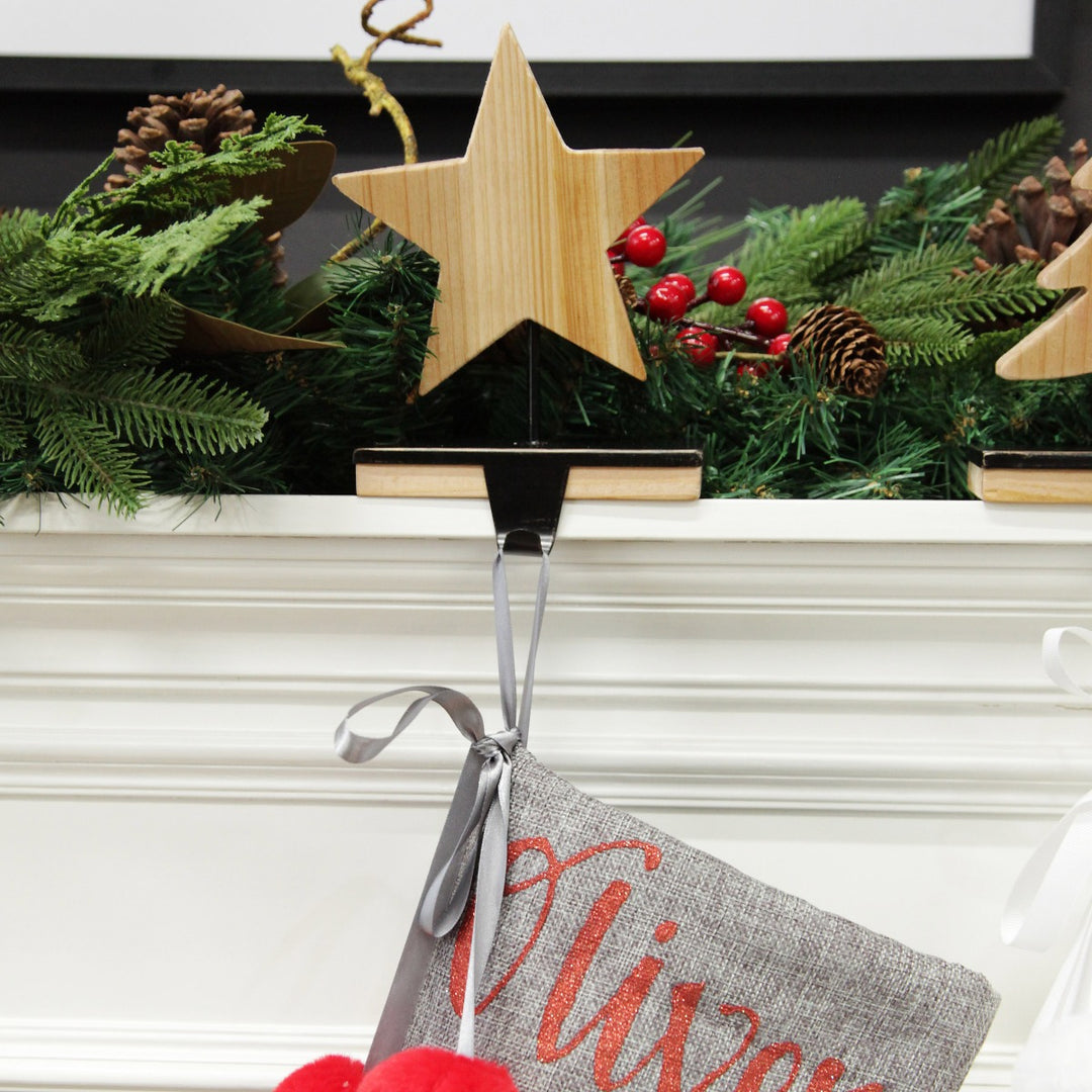 Wood Star Christmas Stocking Hanger