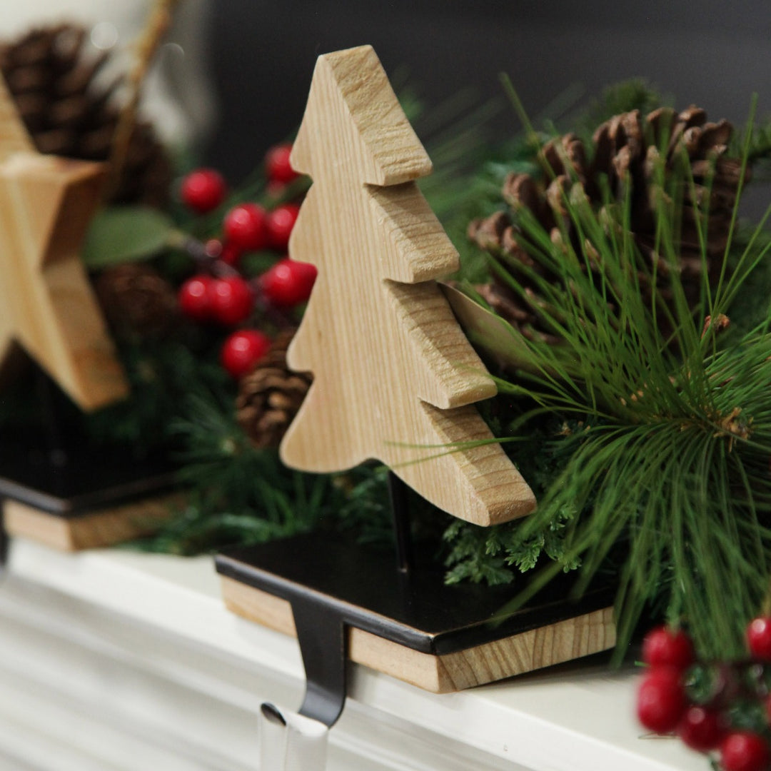 Wood Tree Christmas Stocking Hanger
