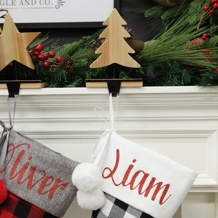 Wood Tree Christmas Stocking Hanger