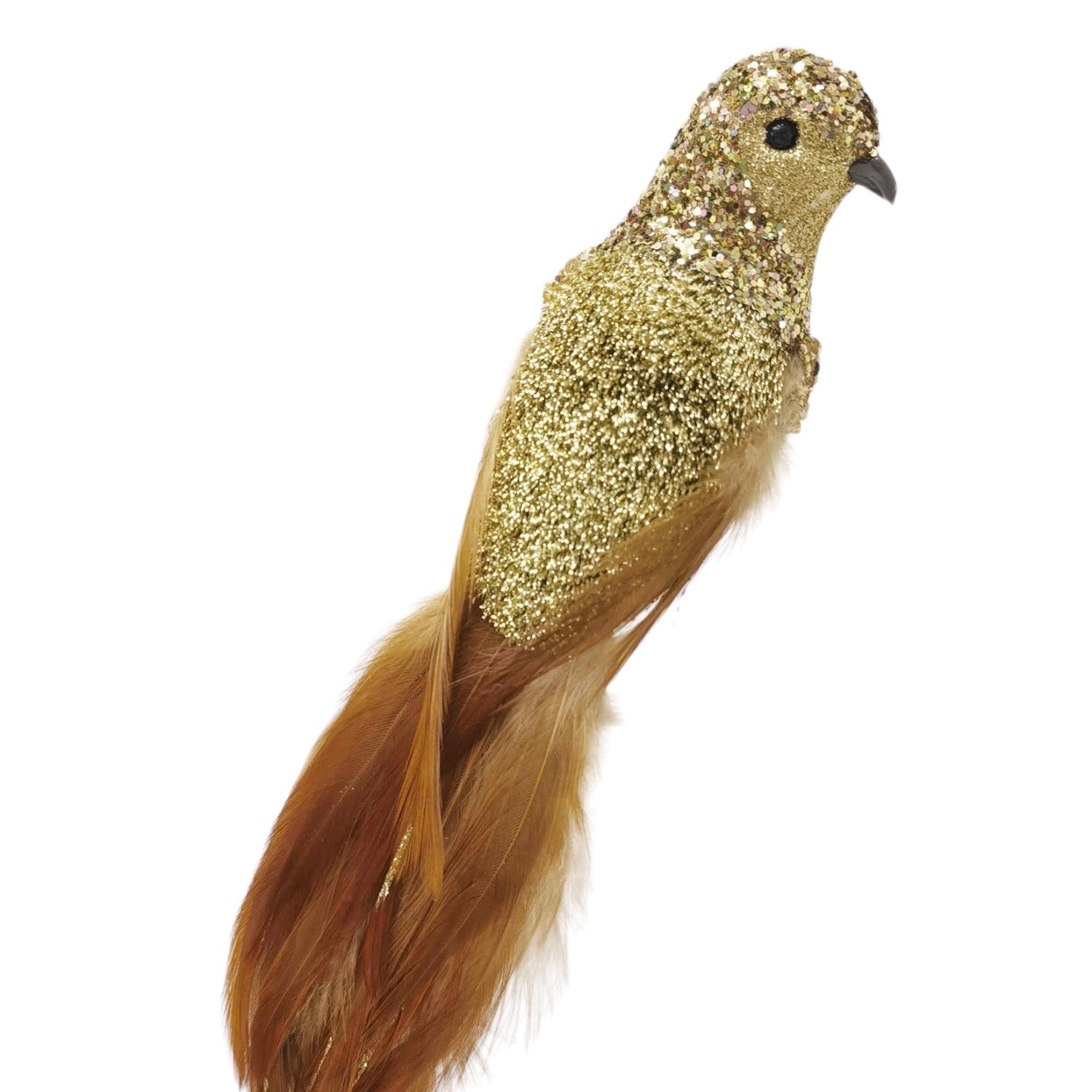 Faux Feather Bird Gold 26cm (L)