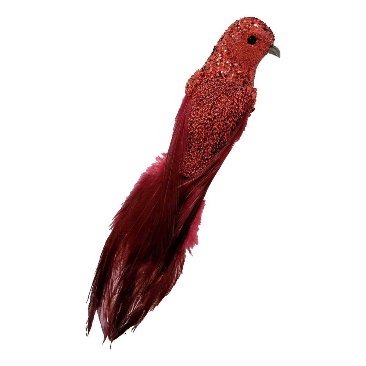 Faux Feather Bird Red 26cm (L)