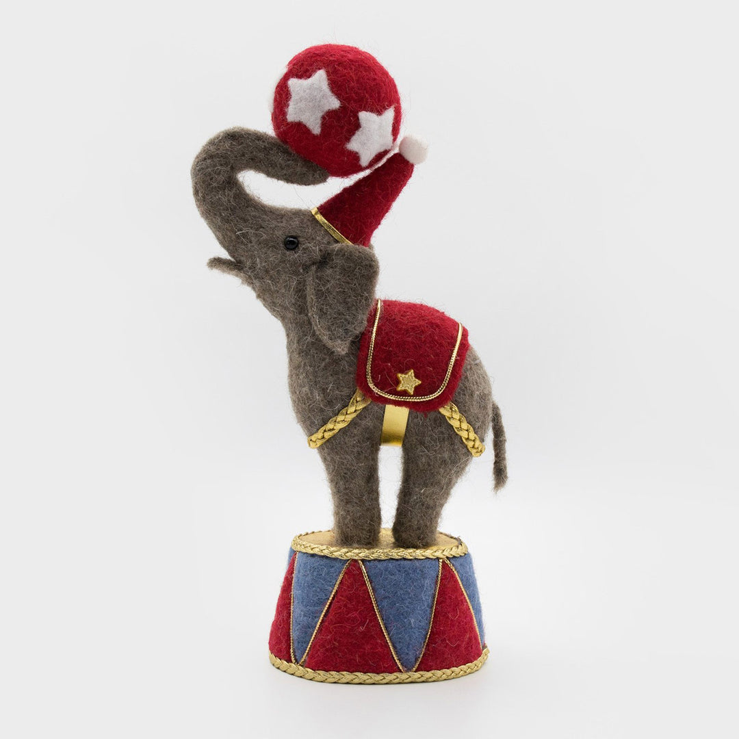 Felt Circus Elephant with Ball - 27cm