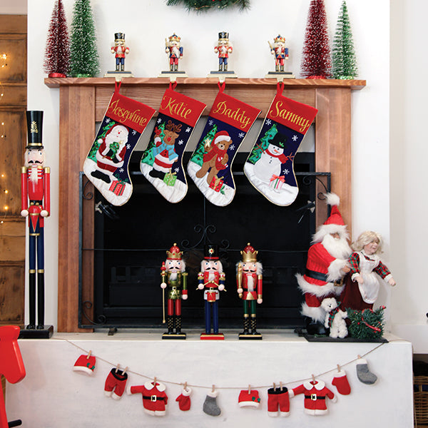 Personalised Santa Christmas Stocking in Magical Christmas Morning with Gold Glitter