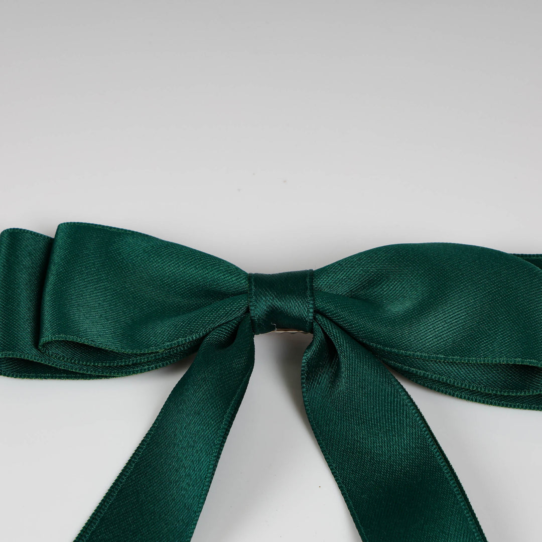 Festive Green Satin Bows - Set of 2 - 15x25cm