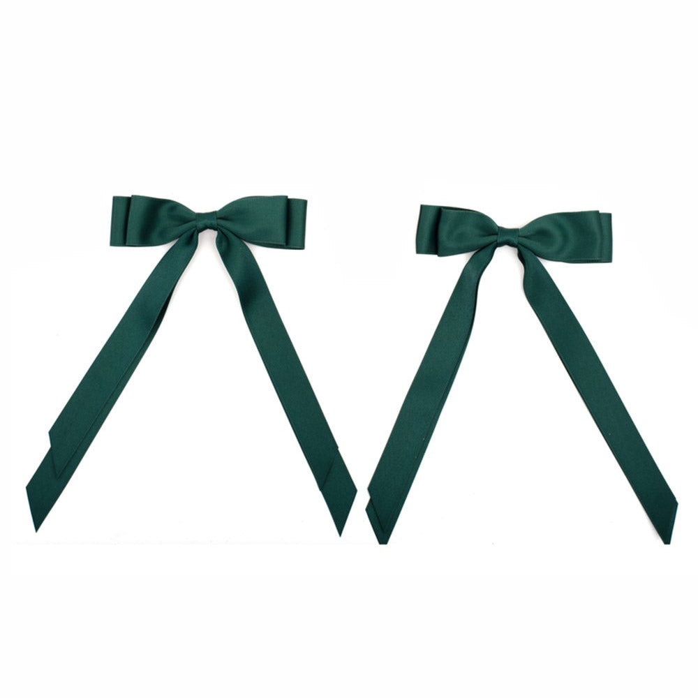 Festive Green Satin Bows - Set of 2 - 15x25cm
