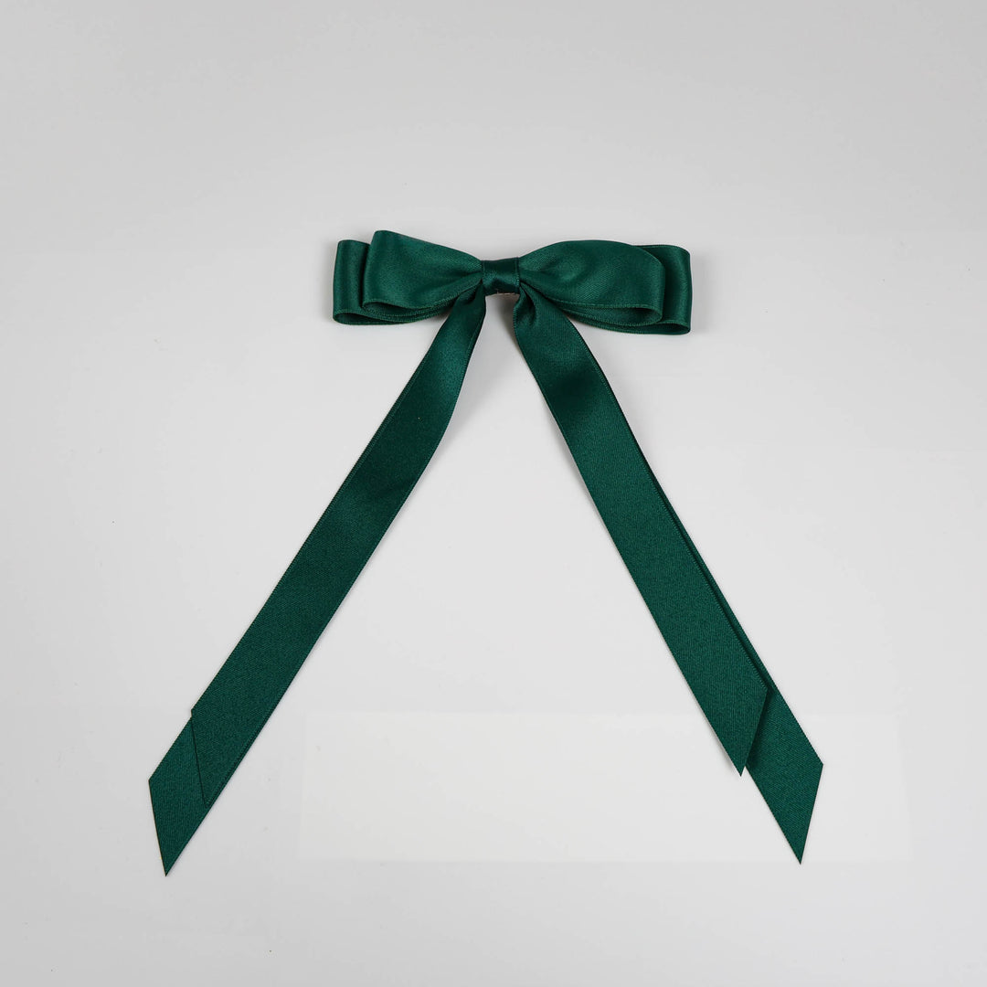 Festive Green Satin Bows - Set of 2 - 15x25cm