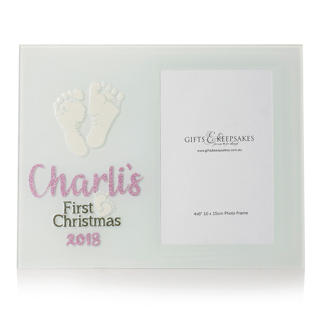 Personalised Glass Photo Frame - First Christmas