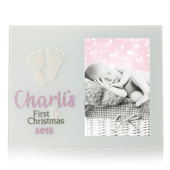 Personalised Glass Photo Frame - First Christmas