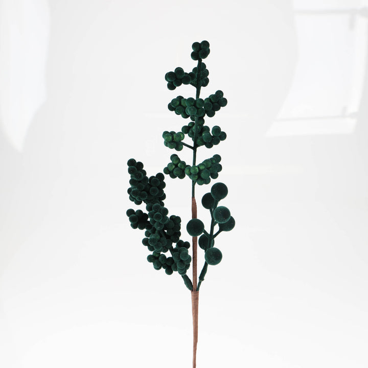 Flocked Emerald Green Berry Pick - 35cm