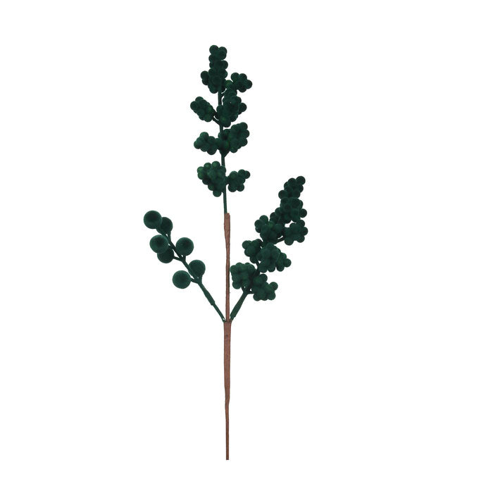 Flocked Emerald Green Berry Pick - 35cm