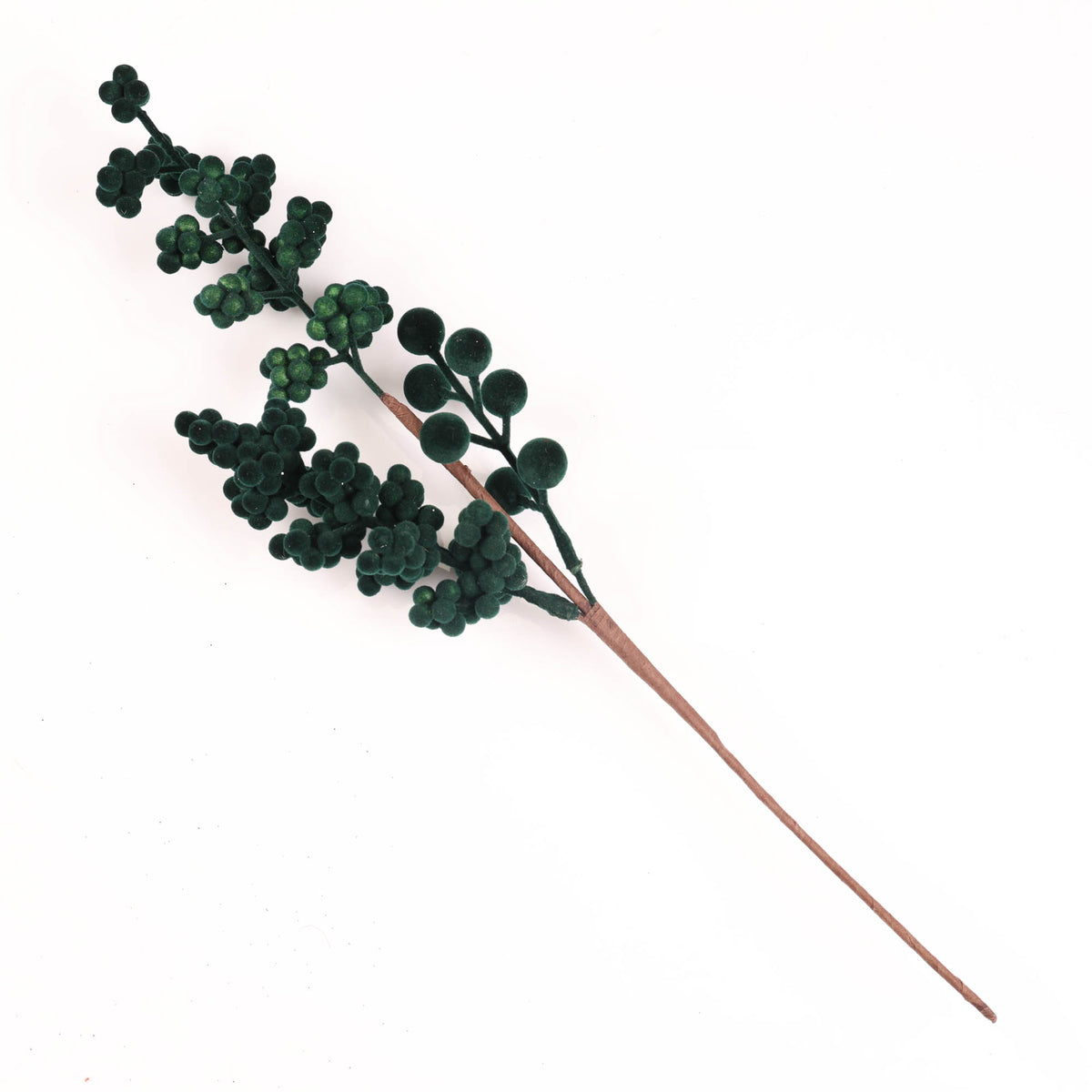 Flocked Emerald Green Berry Pick - 35cm