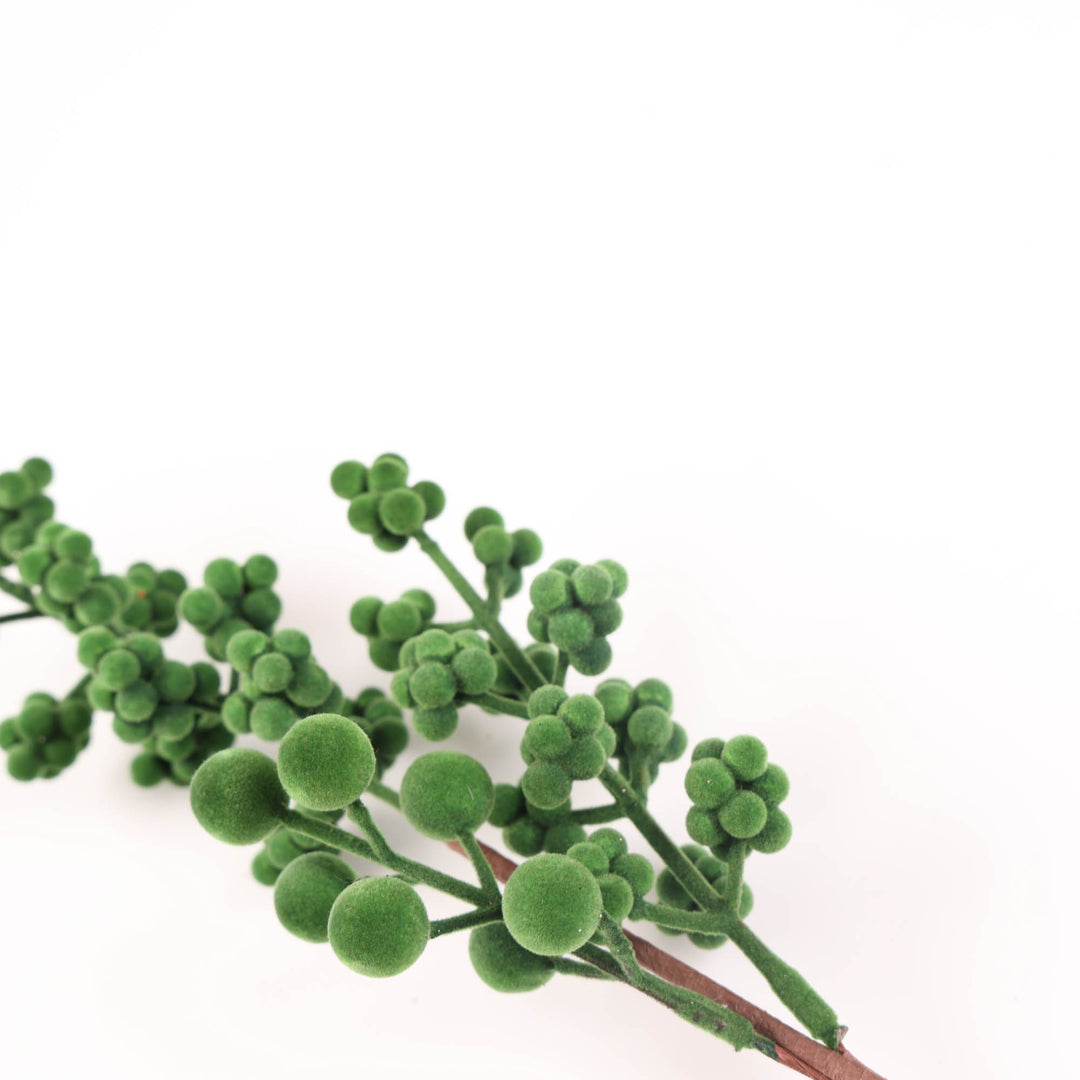Flocked Mixed Forest Green Berry Pick - 35cm