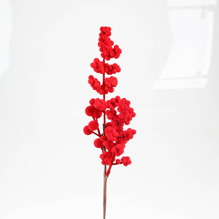 Flocked Mixed Red Berry Pick - 35cm