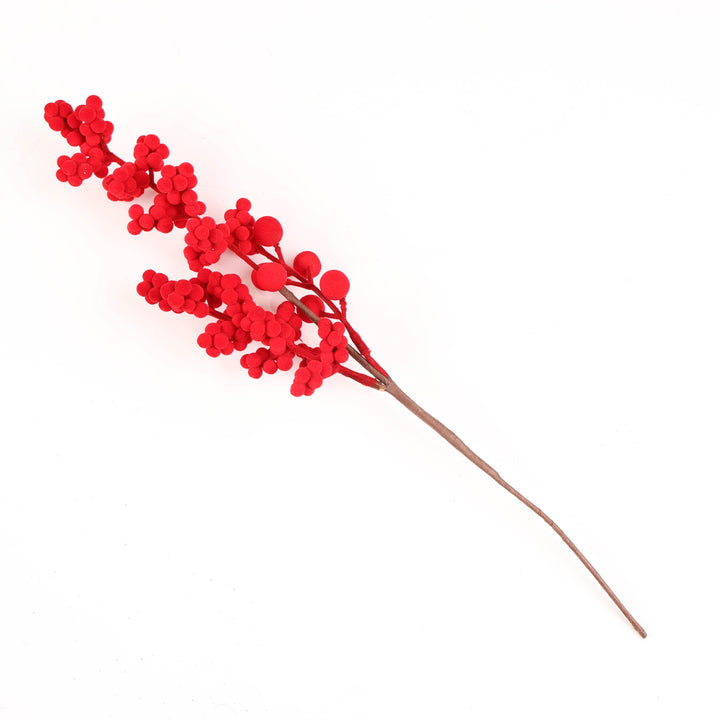Flocked Mixed Red Berry Pick - 35cm