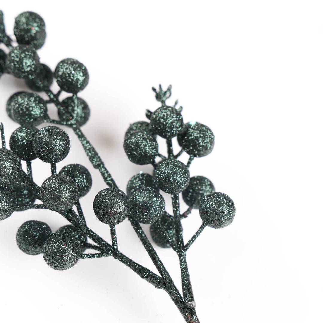 Forest Green Glitter Berry Pick - 32cm