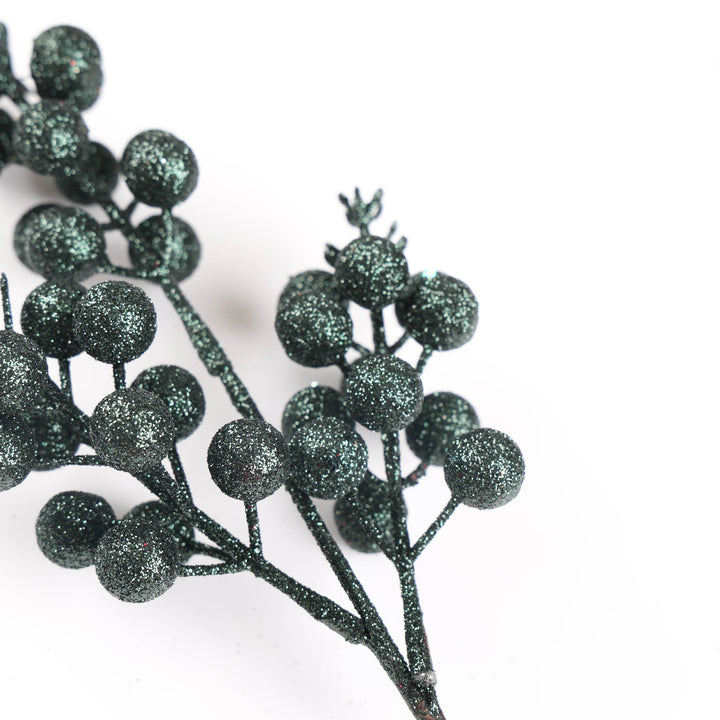 Forest Green Glitter Berry Pick - 32cm