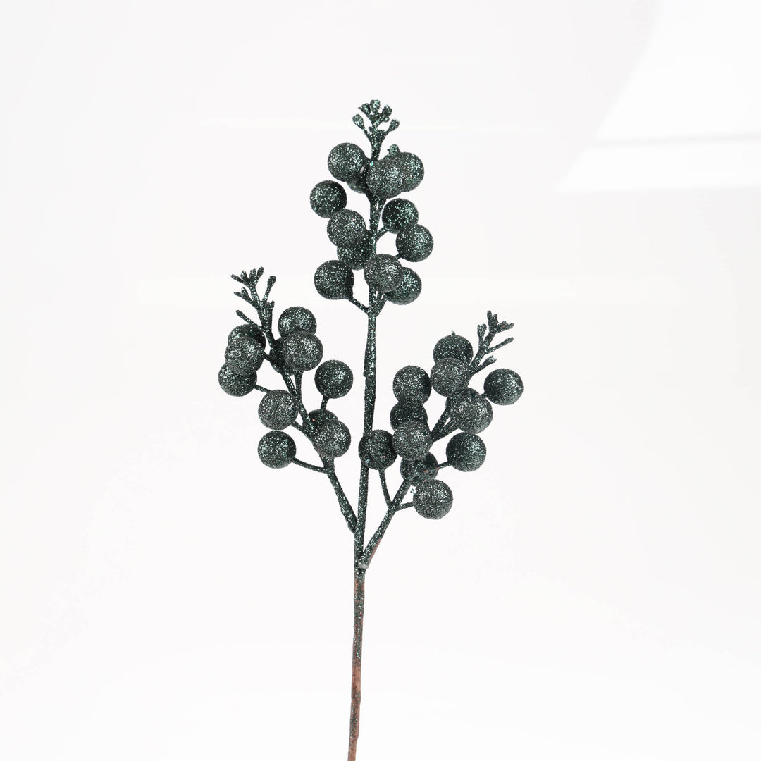 Forest Green Glitter Berry Pick - 32cm