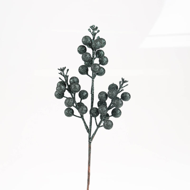 Forest Green Glitter Berry Pick - 32cm