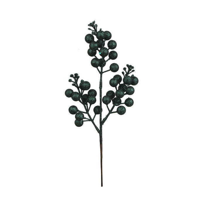 Forest Green Glitter Berry Pick - 32cm