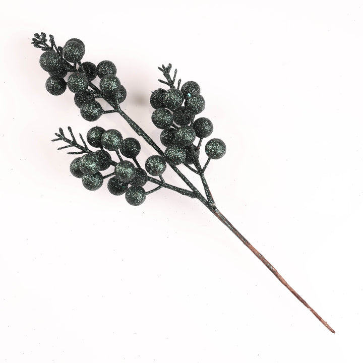 Forest Green Glitter Berry Pick - 32cm