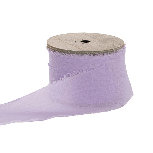 Frayed Edge Chiffon Ribbon - Lavender 48mm (W)