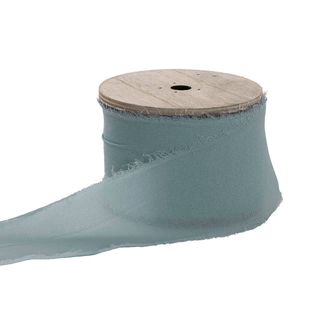 Frayed Edge Chiffon Ribbon - Moody Blue 48mm (W)