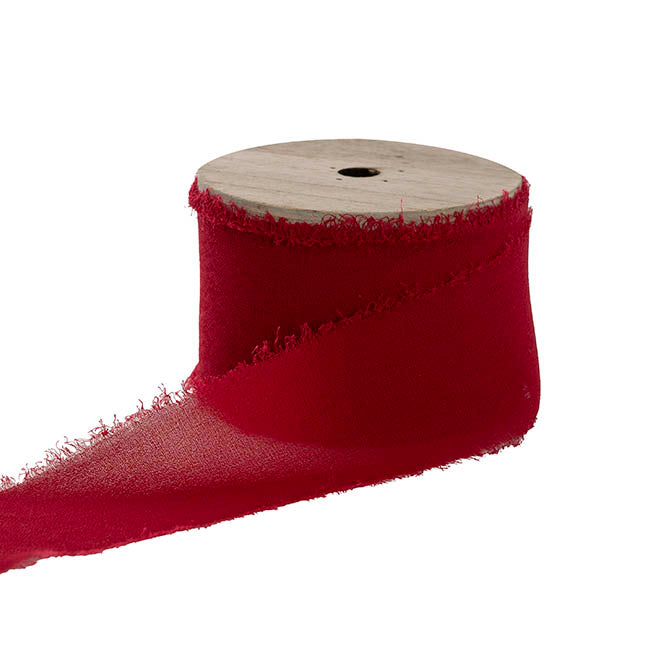 Frayed Edge Chiffon Ribbon - Rust 48mm (W)