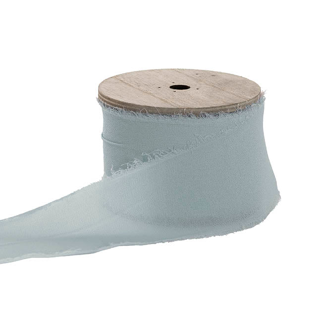Frayed Edge Chiffon Ribbon - Whispy Blue 48mm (W)