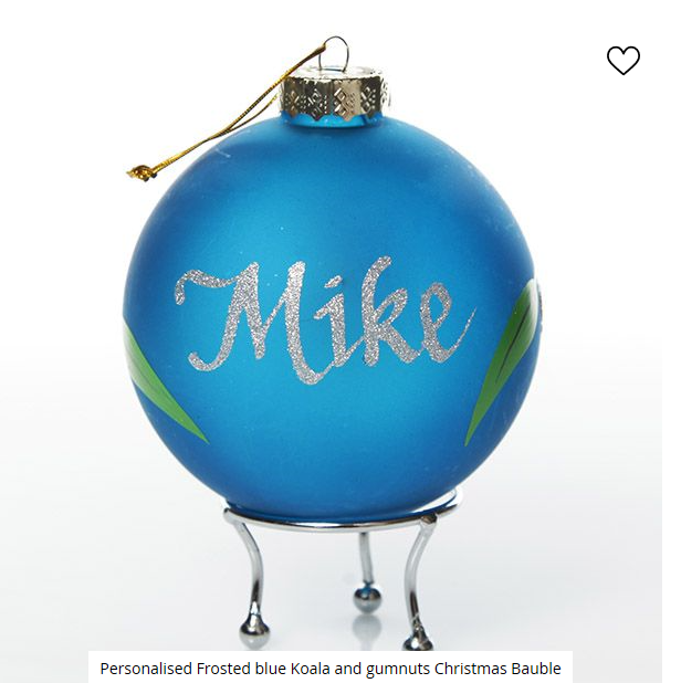 Frosted Blue Australiana Koala Christmas Bauble
