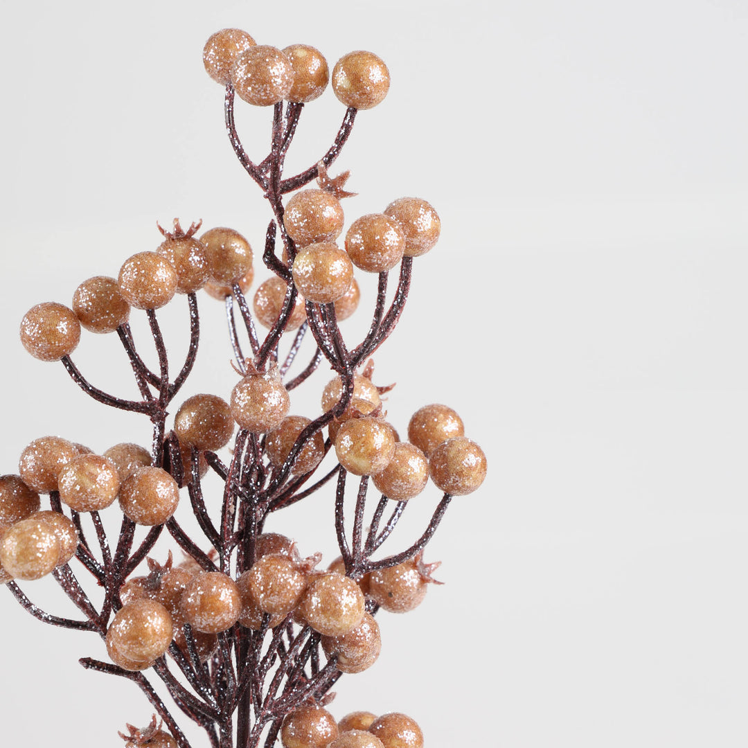 Frosted Brown Pomegranate Bunch Spray - 35cm