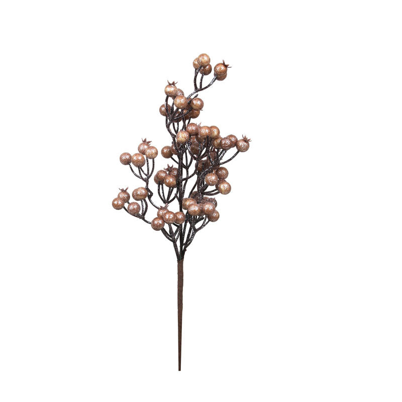 Frosted Brown Pomegranate Bunch Spray - 35cm