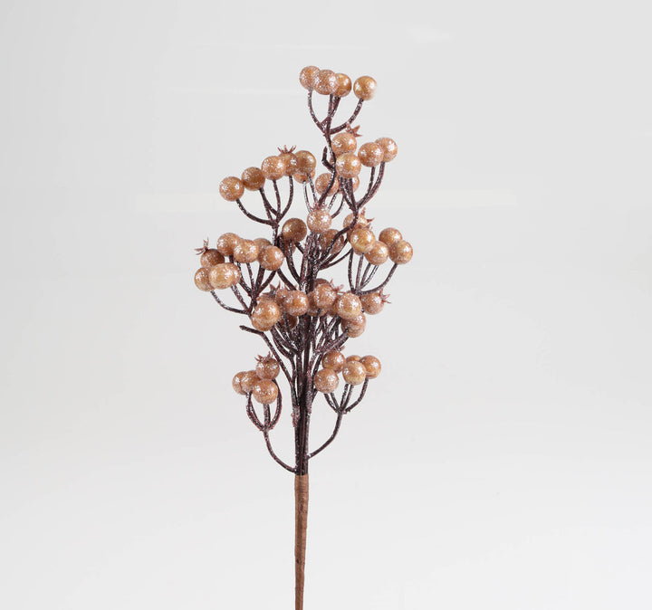 Frosted Brown Pomegranate Bunch Spray - 35cm