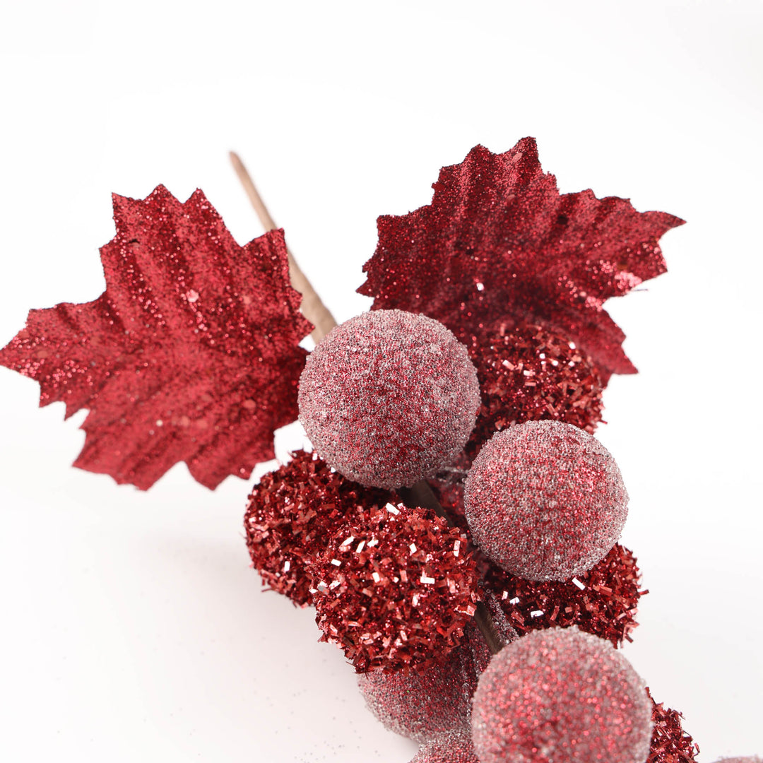 Frosted Burgundy Berry Bunch - 34cm