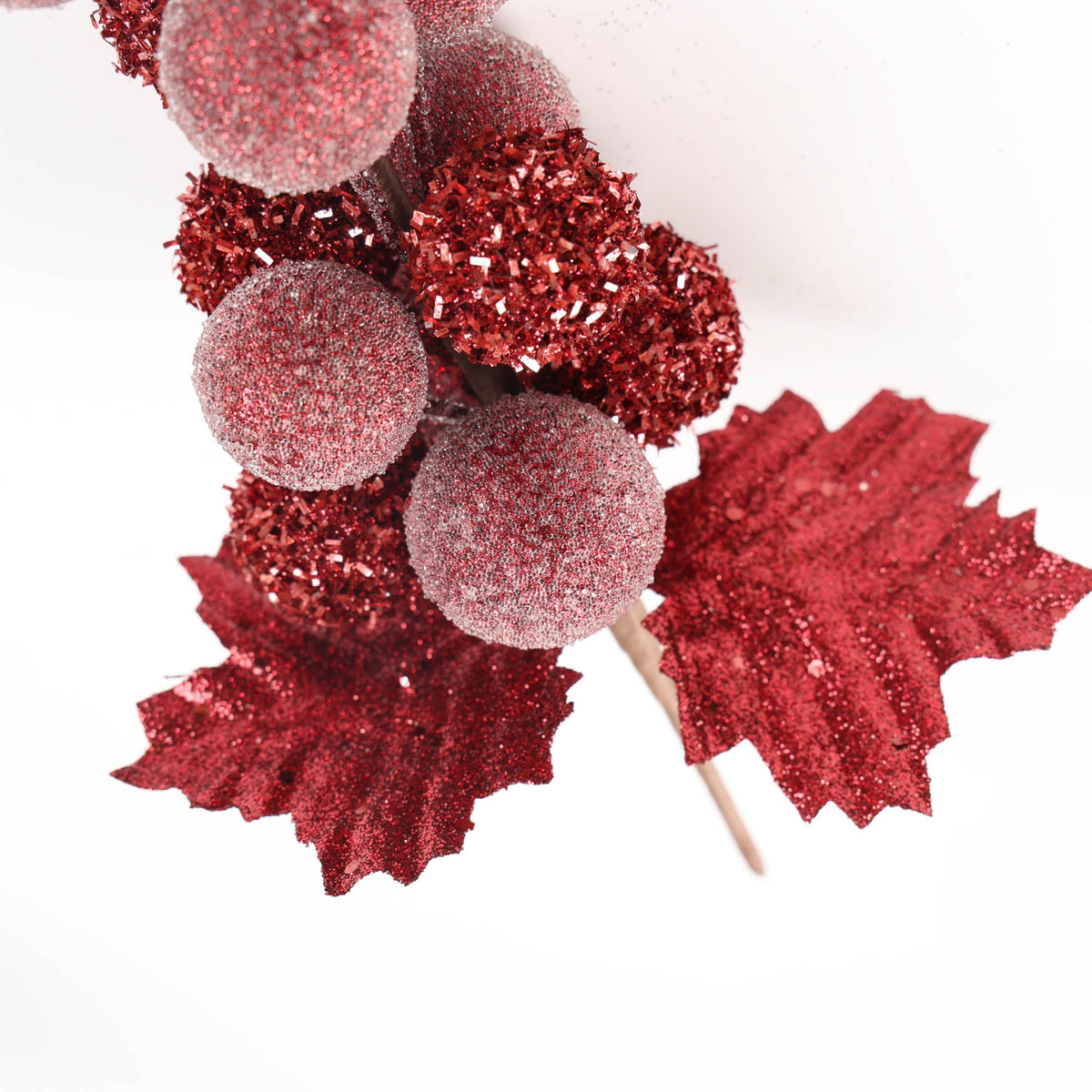 Frosted Burgundy Berry Bunch - 34cm