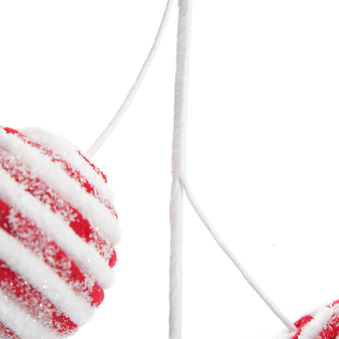 Frosted Candy Cane Ball Pick