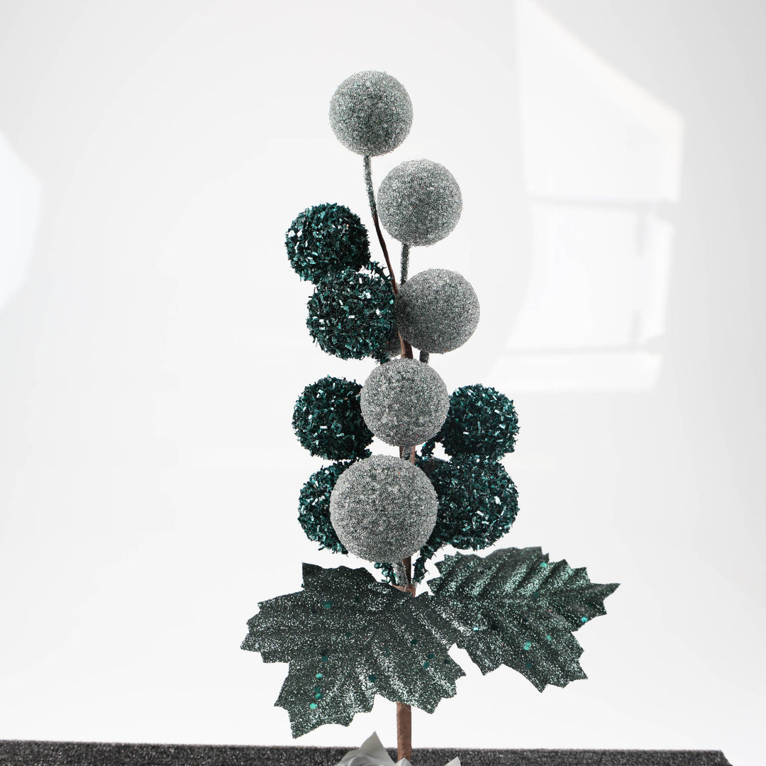 Frosted Forest Green Berry Bunch - 34cm