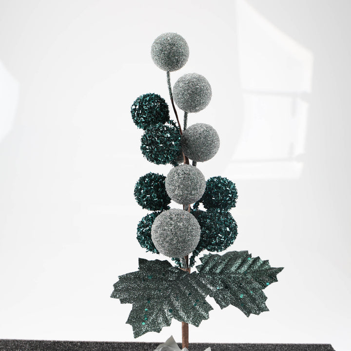 Frosted Forest Green Berry Bunch - 34cm